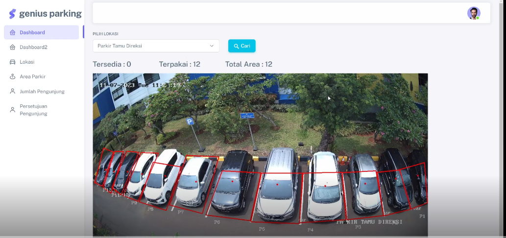 Tampilan web Gparking